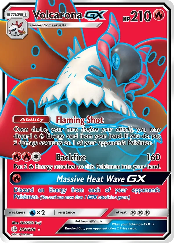 213/236 Volcarona GX Full Art Ultra Rare Pokemon Card