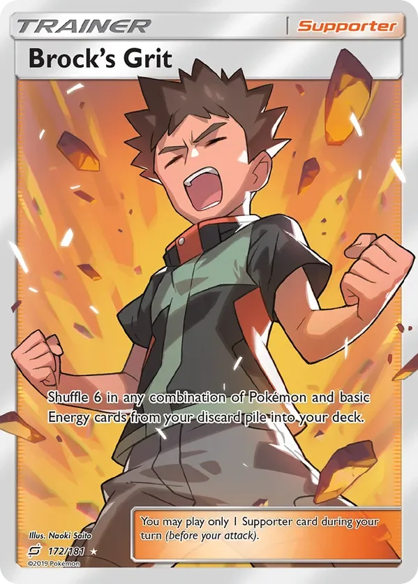 172/181 Brock's Grit Full Art Trainer Pokemon Card
