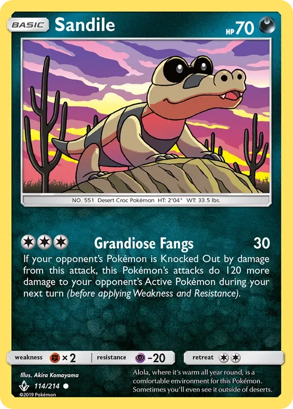 114/214 Sandile Common Pokemon Card