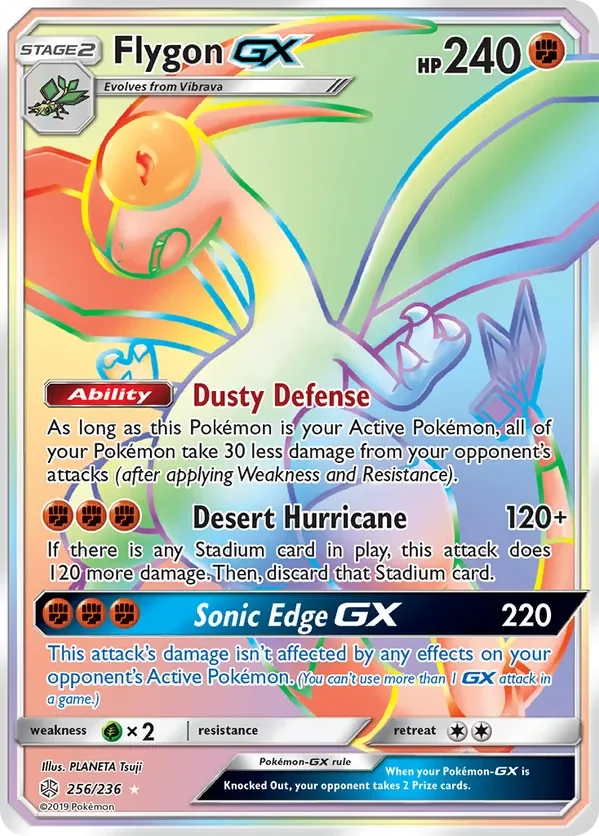 256/236 Flygon GX Rainbow Rare Pokemon Card