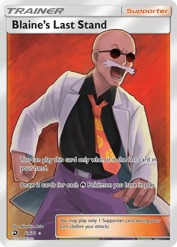 69/70 Blaine's Last Stand Full Art Trainer Pokemon Card