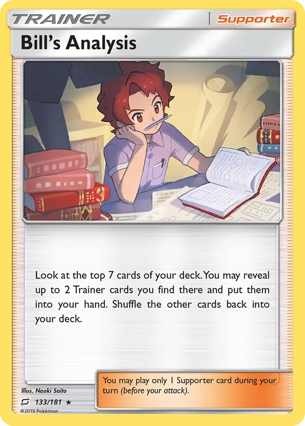 133/181 Bill's Analysis Holo Rare Trainer Card