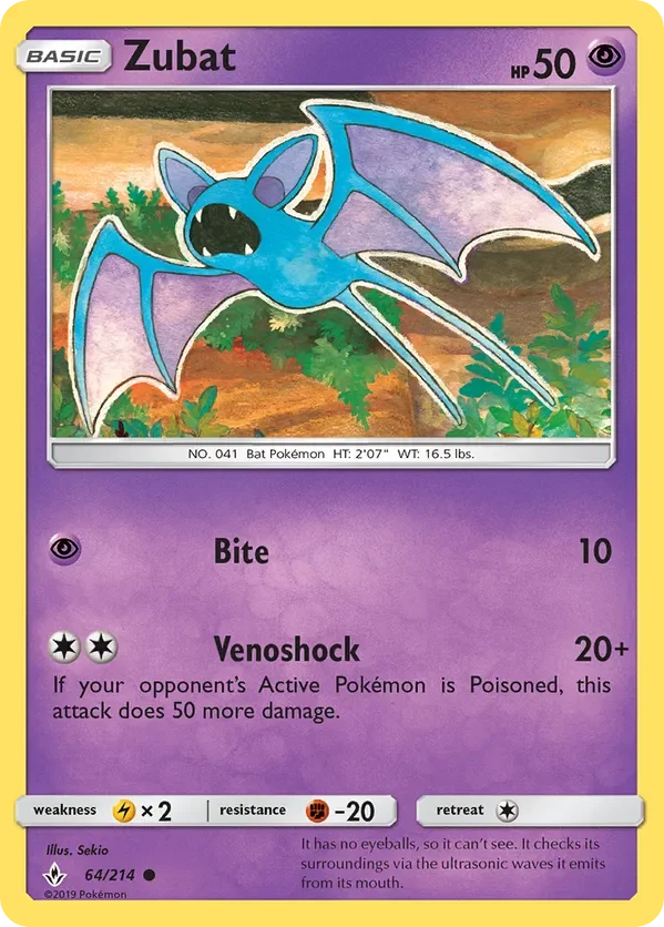 64/214 Zubat Common Pokemon Card