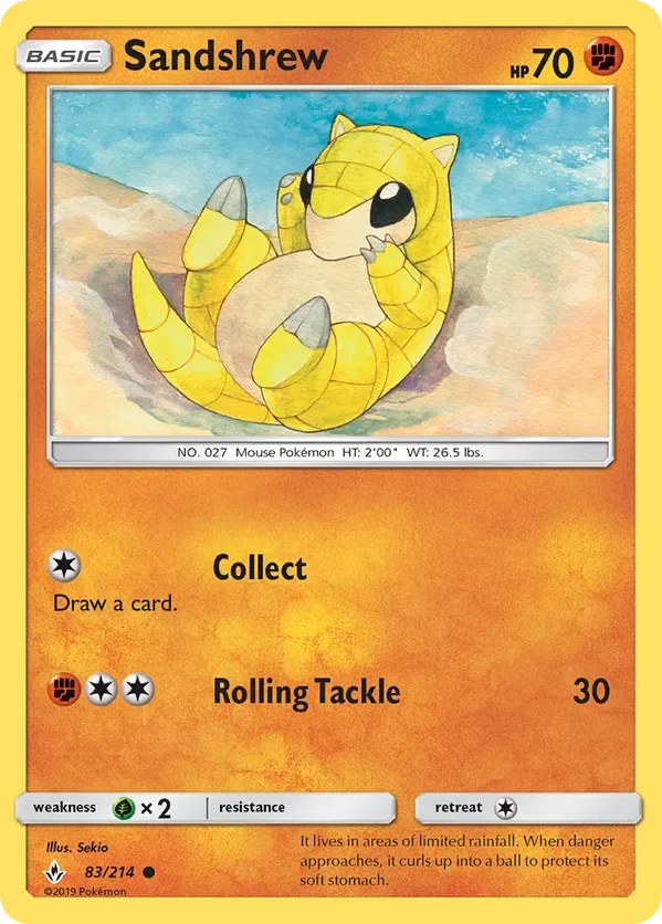 83/214 Sandshrew Common Pokemon Card