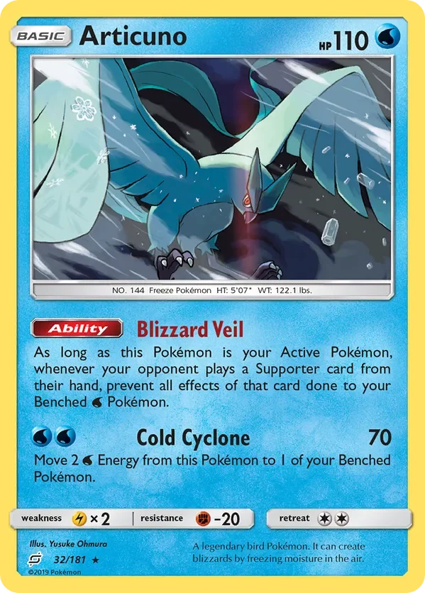 32/181 Articuno Holo Rare Pokemon Card