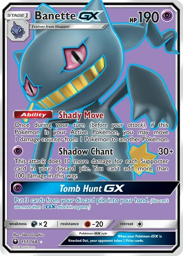 157/168 Banette GX Full Art Ultra Rare Pokemon Card