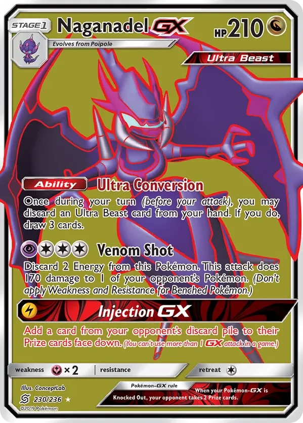230/236 Naganadel GX Full Art Ultra Rare Pokemon Card