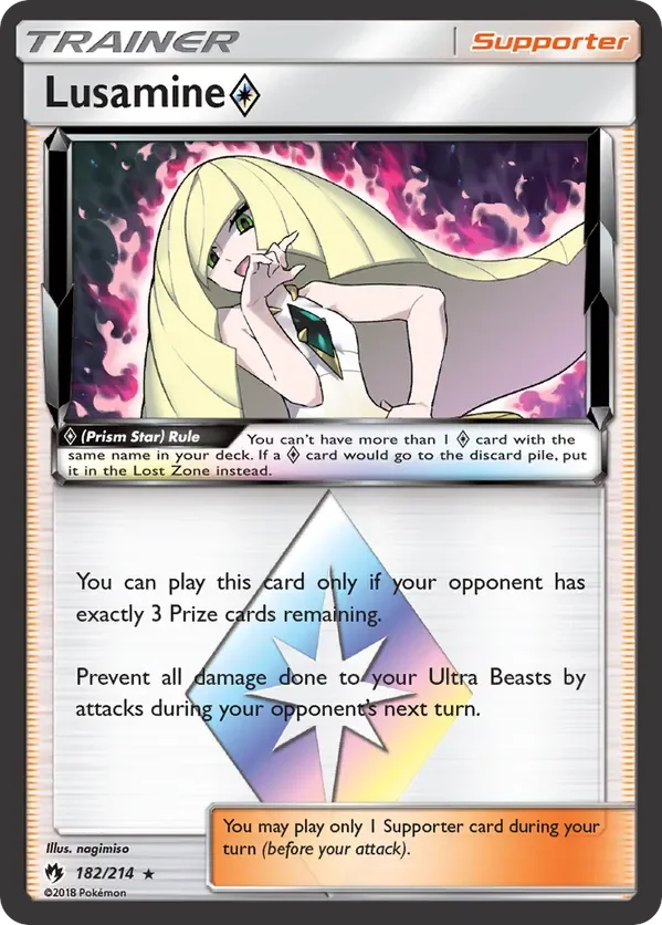 182/214 from Lost Thunder Prism Rare Trainer Card