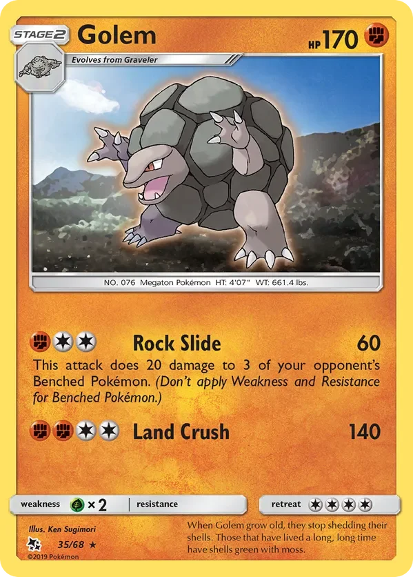 35/68 Golem Rare Pokemon Card