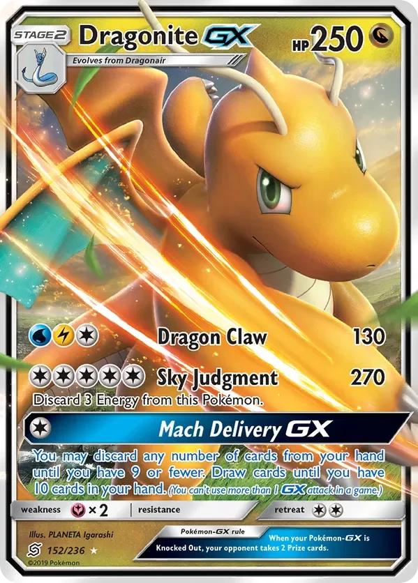 152/236 Dragonite GX Ultra Rare Pokemon Card
