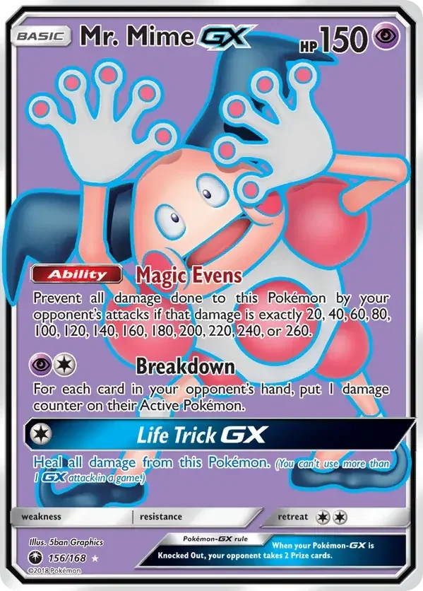 156/168 Mr Mime GX Full Art Ultra Rare Pokemon Card