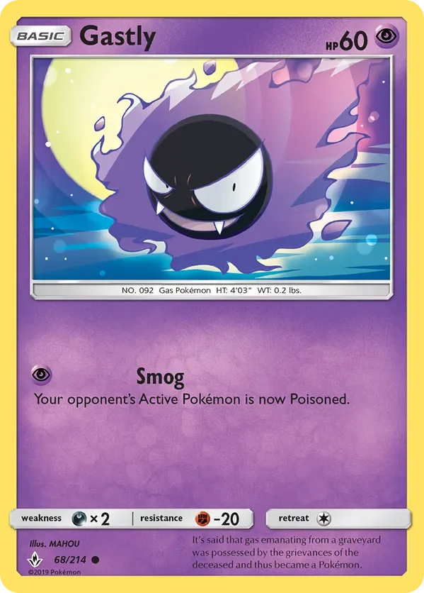 68/214 Gastly Common Pokemon Card