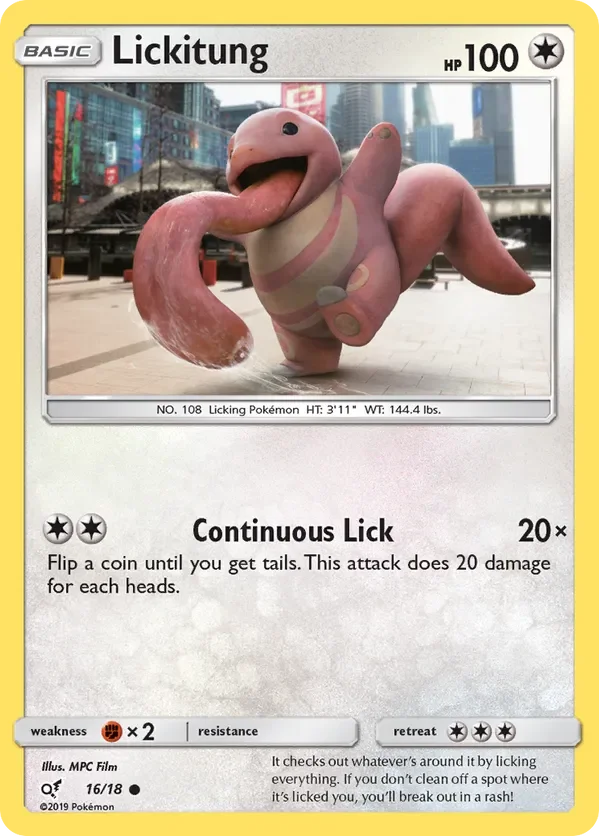 16/18 Lickitung Holo Common from Detective Pikachu Pokemon Card
