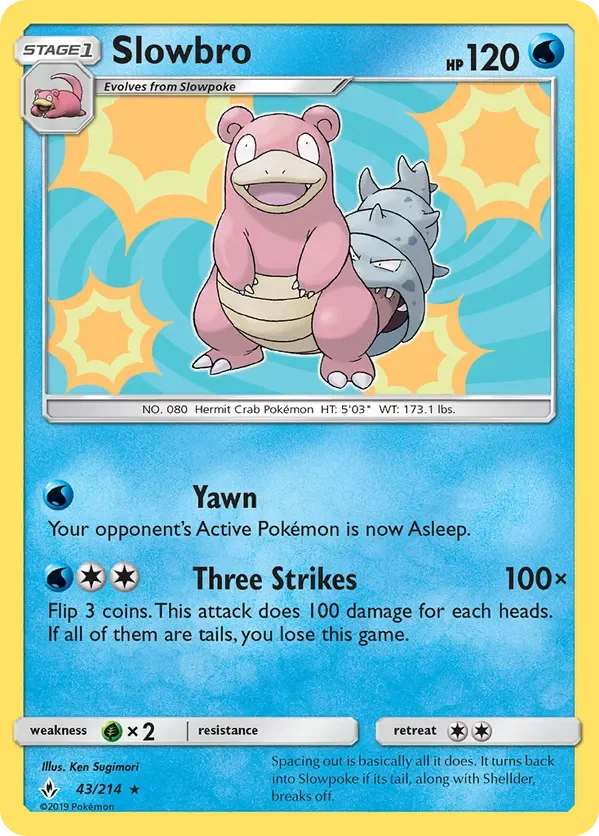 43/214 Slowbro Holo Rare Pokemon Card