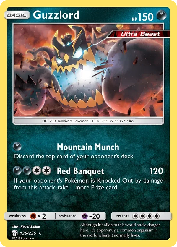 136/236 Guzzlord Holo Rare Pokemon Card