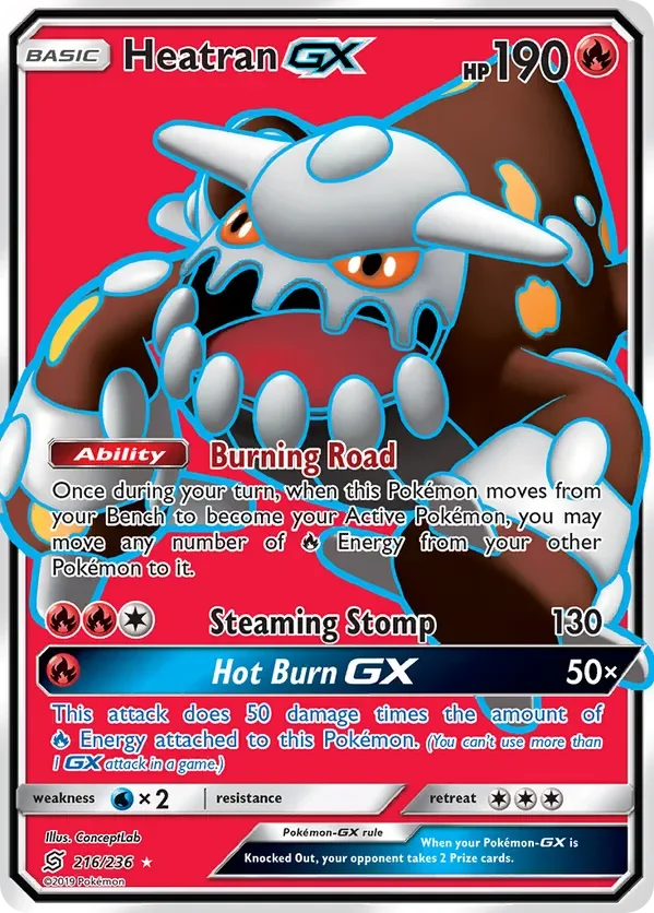 216/236 Heatran GX Full Art Ultra Rare Pokemon Card