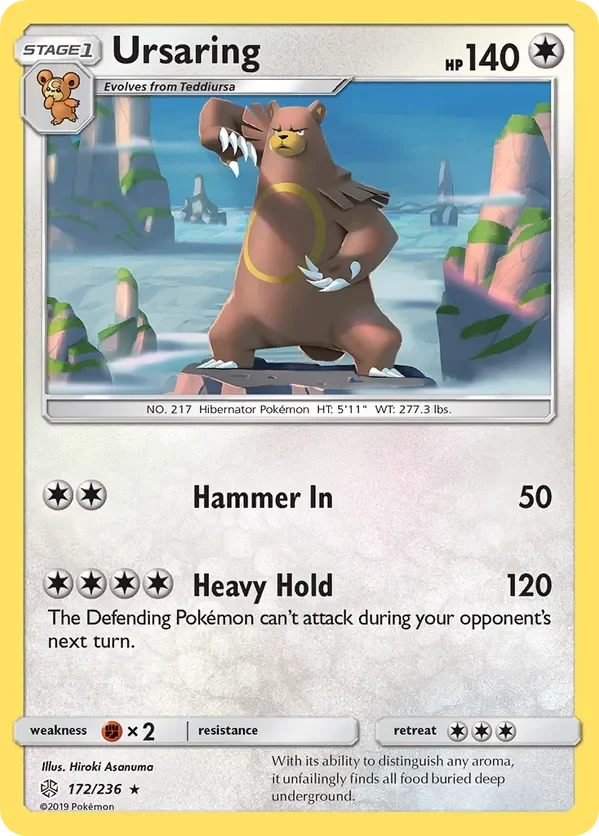 172/236 Ursaring Rare Pokemon Card