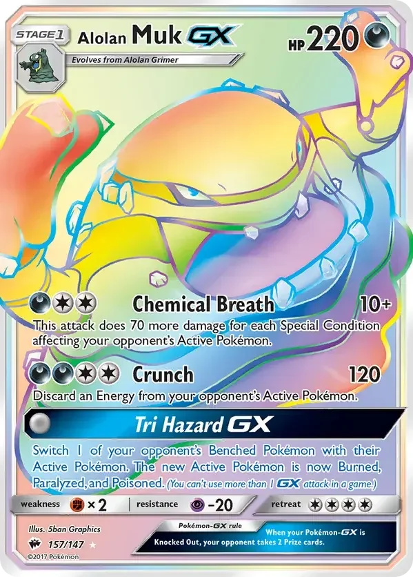 157/147 from Burning Shadows Rainbow Rare Pokemon Card