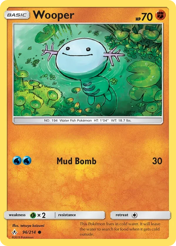 96/214 Wooper Common Pokemon Card