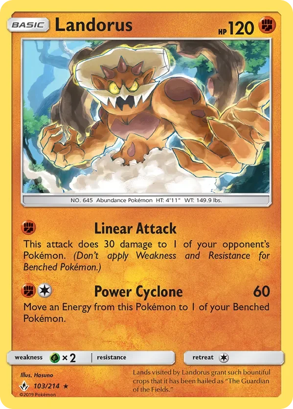 103/214 Landorus Holo Rare Pokemon Card