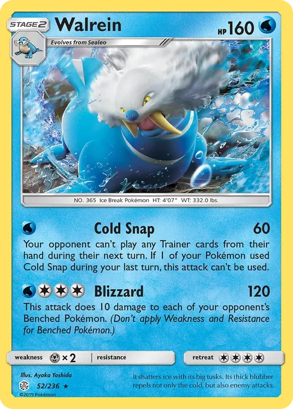 52/236 Walrein Rare Pokemon Card