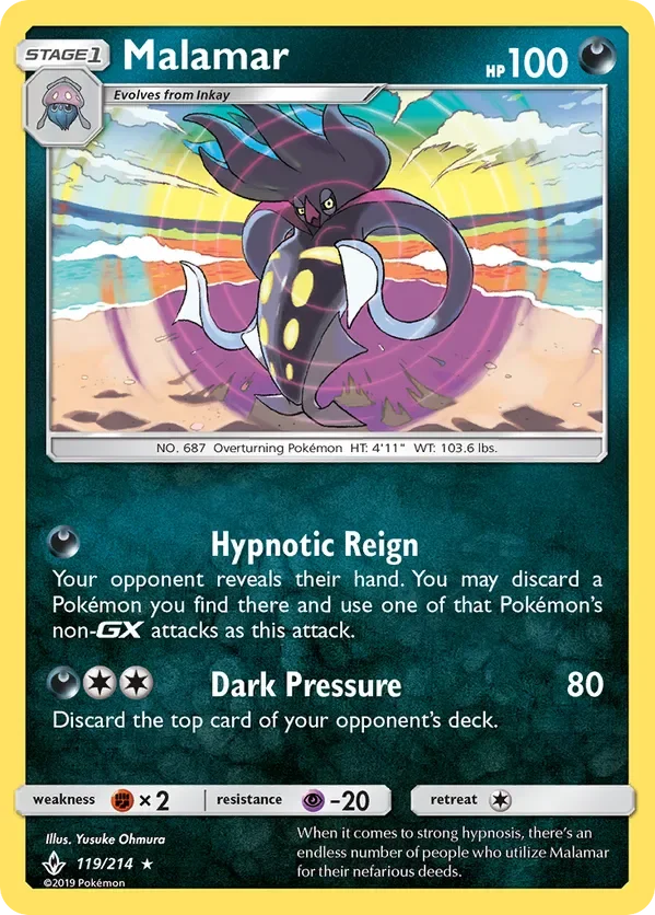 119/214 Malamar Holo Rare Pokemon Card