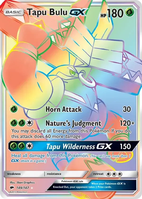 149/147 from Burning Shadows Rainbow Rare Pokemon Card