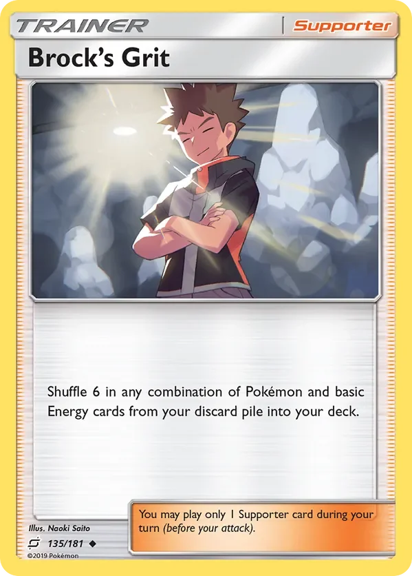 135/181 Brock's Grit Uncommon Trainer Card