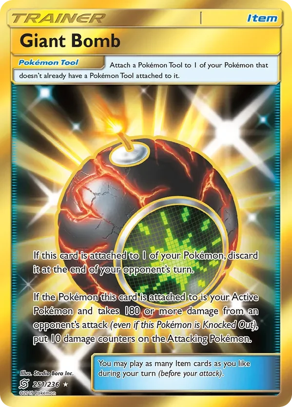 251/236 Giant Bomb Gold Rare Trainer Card
