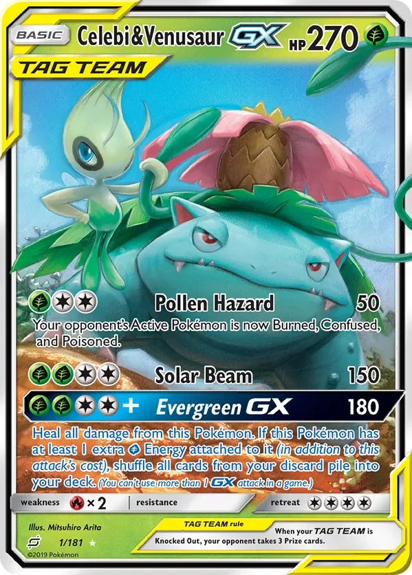 1/181 Celebi & Venusaur GX Ultra Rare Pokemon Card