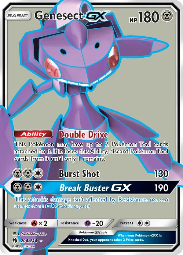 204/214 Genesect GX Full Art Ultra Rare Pokemon Card