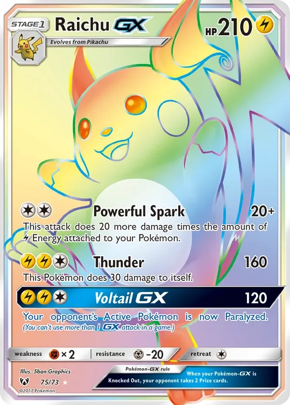 75/73 from Shining Legends Rainbow Rare Pokemon Card