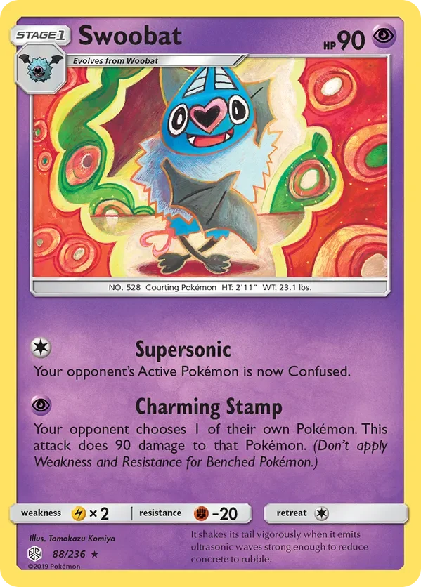 88/236 Swoobat Rare Pokemon Card