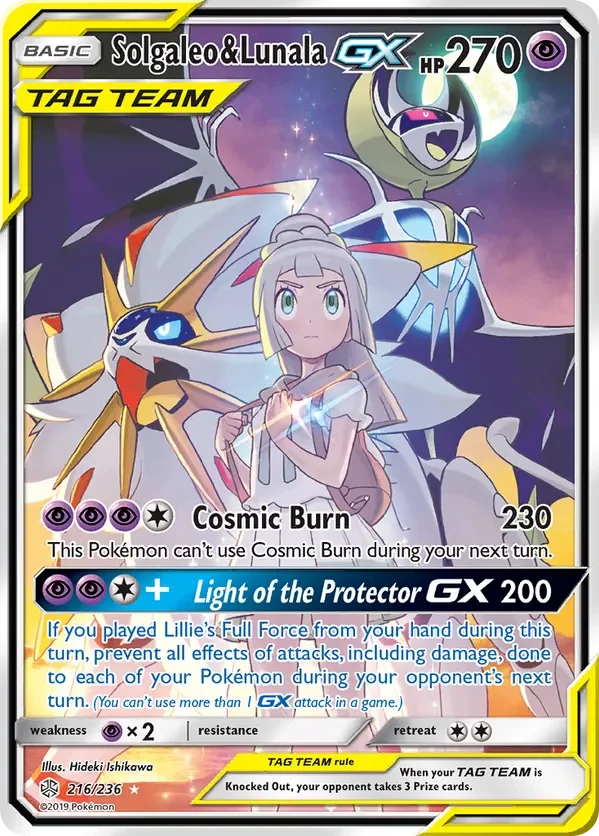 216/236 Solgaleo & Lunala GX Full Art Ultra Rare Pokemon Card