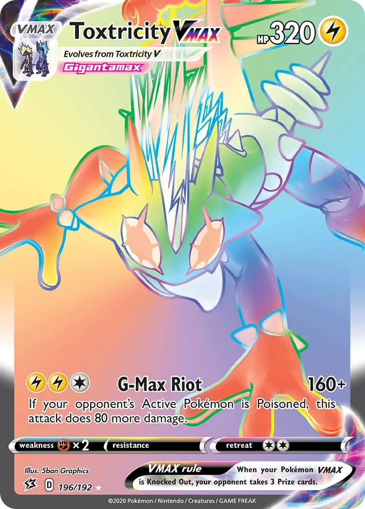 196/192 from Rebel Clash Rainbow Rare Pokemon Card