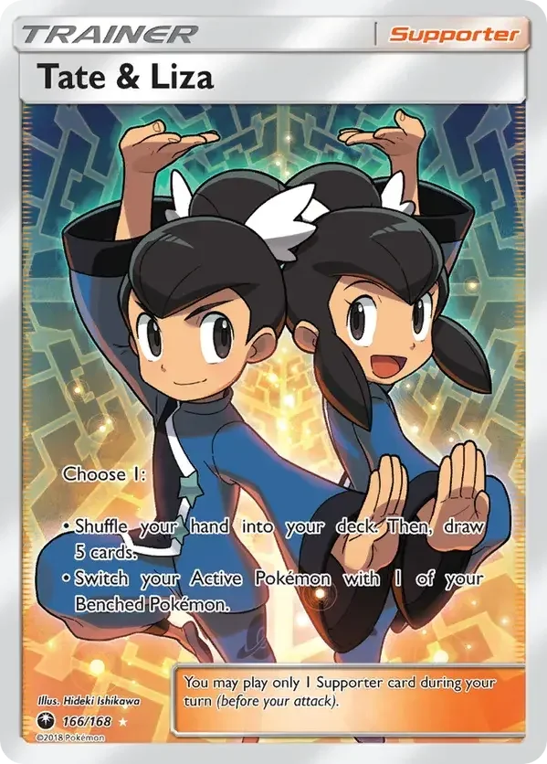 166/168 Tate & Liza Full Art Trainer Pokemon Card