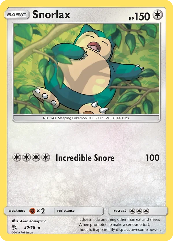 50/68 Snorlax Rare Pokemon Card