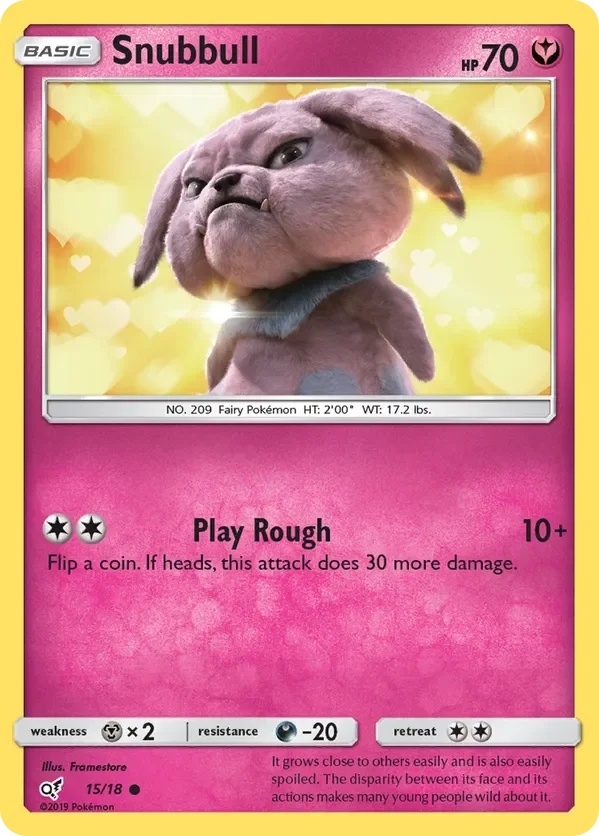 15/18 Snubbull Holo Common from Detective Pikachu Pokemon Card