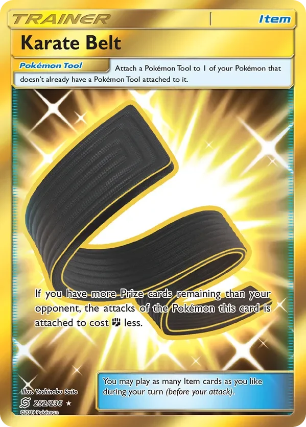 252/236 Karate Belt Gold Rare Trainer Card
