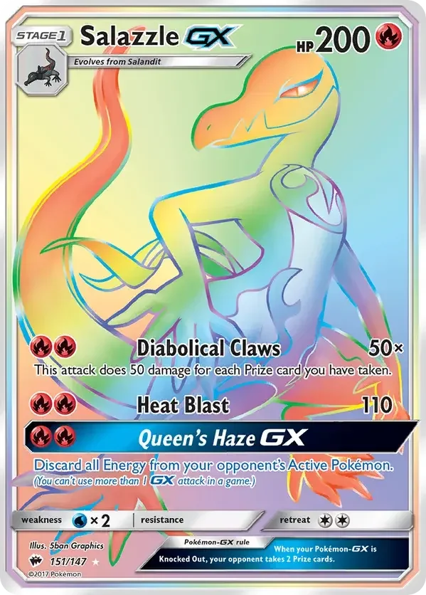 151/147 from Burning Shadows Rainbow Rare Pokemon Card