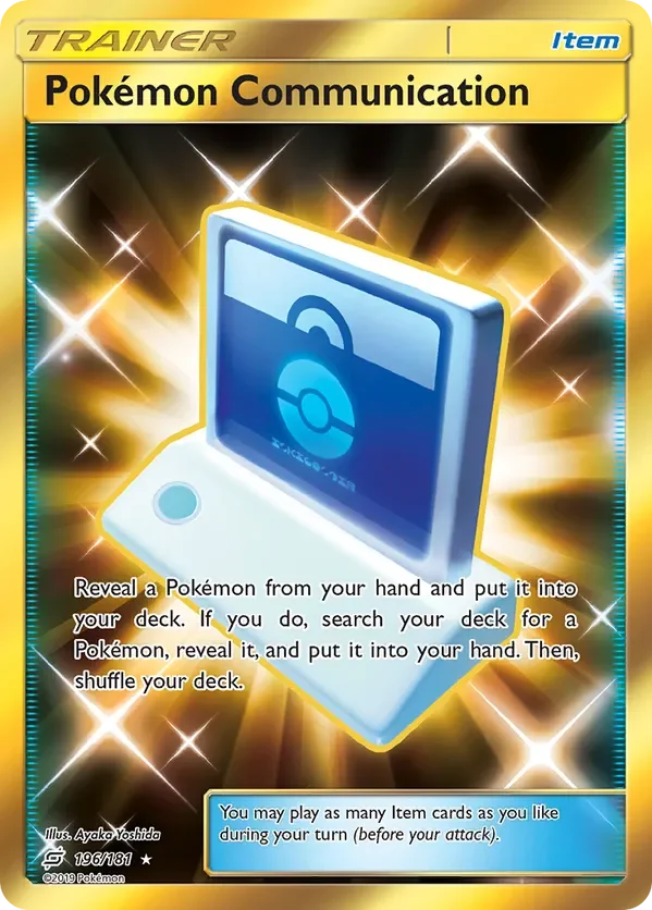 196/181 Pokemon Communication Gold Rare Trainer Card