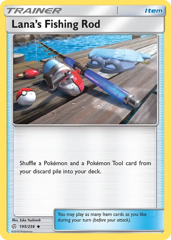 195/236 Lana's Fishing Rod Uncommon Trainer Card