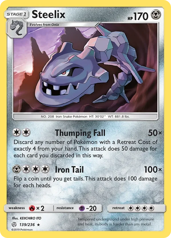 139/236 Steelix Holo Rare Pokemon Card