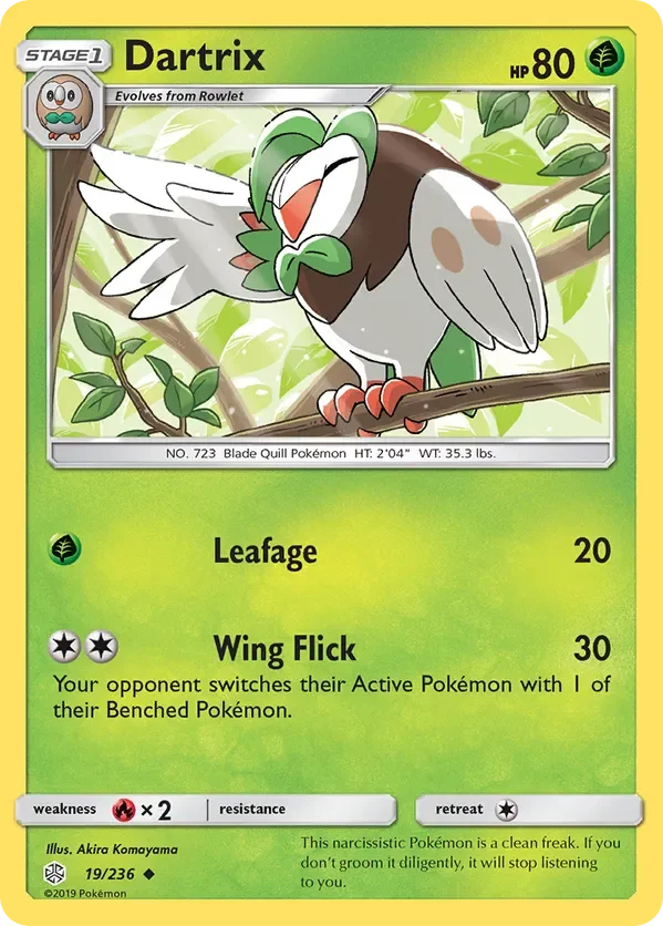 19/236 Dartrix Uncommon Pokemon Card
