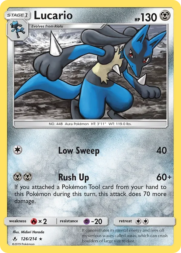 126/214 Lucario Holo Rare Pokemon Card