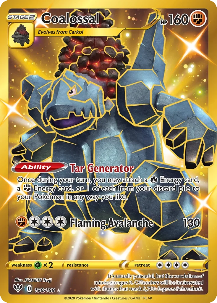 198/189 from Darkness Ablaze Gold Secret Rare Pokemon Card