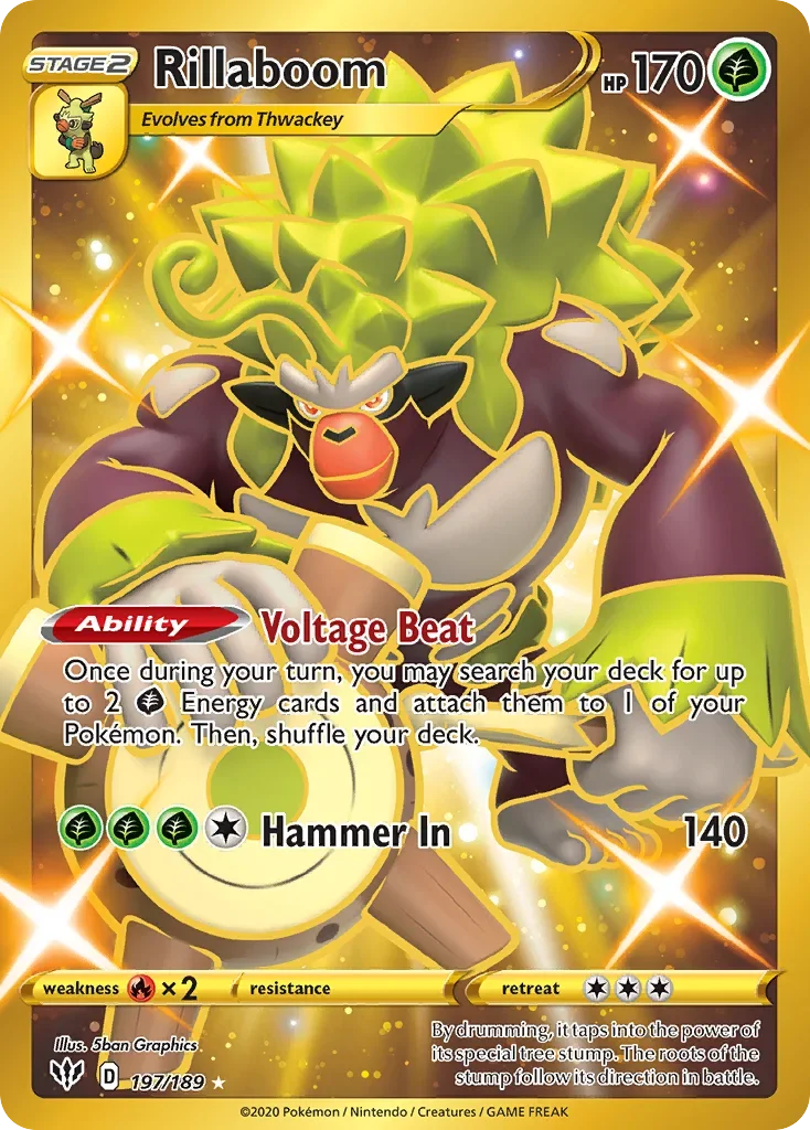 197/189 from Darkness Ablaze Gold Secret Rare Pokemon Card