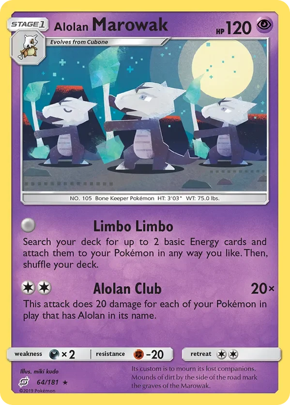 64/181 Alolan Marowak Rare Pokemon Card