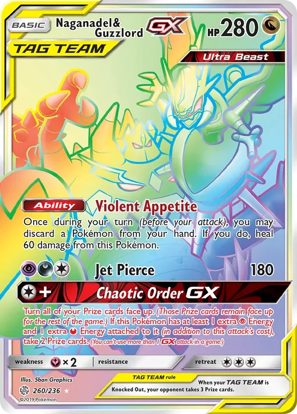 260/236 Naganadel & Guzzlord GX Rainbow Rare Pokemon Card