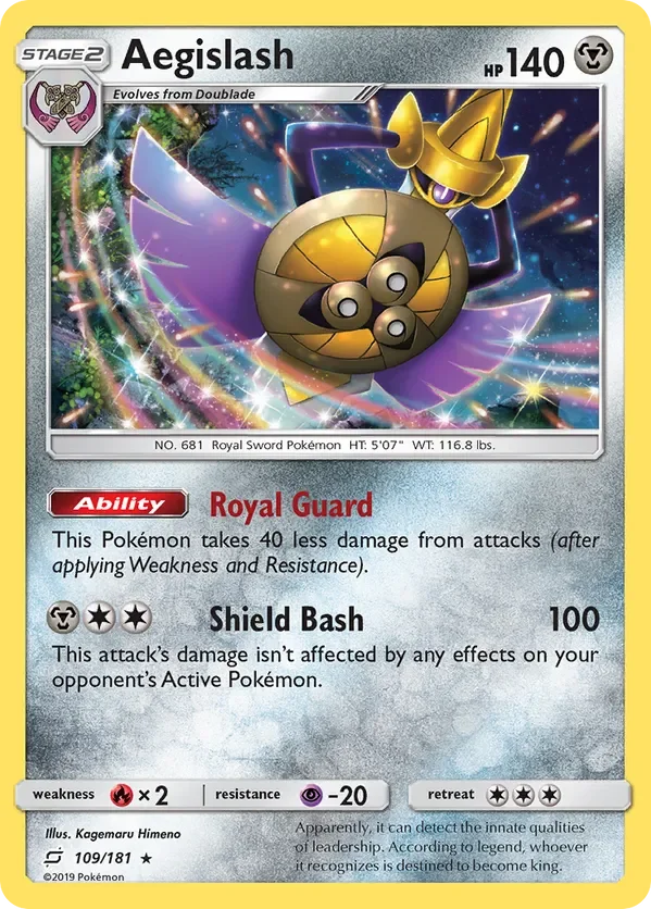 109/181 Aegislash Holo Rare Pokemon Card